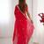 red heavy smooth sitara mirror work satin saree