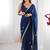 navy blue heavy smooth sitara mirror work satin saree