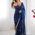 navy blue heavy smooth sitara mirror work satin saree