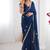 navy blue heavy smooth sitara mirror work satin saree