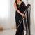 black heavy smooth sitara mirror work satin saree