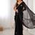 black heavy smooth sitara mirror work satin saree