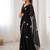 black heavy smooth sitara mirror work satin saree