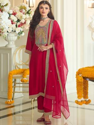 Women Ethnic Motifs Embroidered Regular Kurta with Trousers & With Dupatta 5