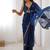 navy blue heavy smooth sitara mirror work satin saree