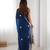 navy blue heavy smooth sitara mirror work satin saree