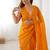 orange heavy smooth sitara mirror work satin saree