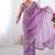 lavender heavy smooth gold crush mirror work satin saree