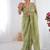 sea green heavy smooth gold crush mirror work satin saree