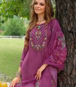 Floral Embroidered Thread Work Tieup Neck A-Line Kurta With Trousers & Dupatta