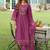Floral Embroidered Thread Work Tieup Neck A-Line Kurta With Trousers & Dupatta