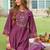 Floral Embroidered Thread Work Tieup Neck A-Line Kurta With Trousers & Dupatta