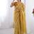 golden heavy smooth gold crush mirror work satin saree