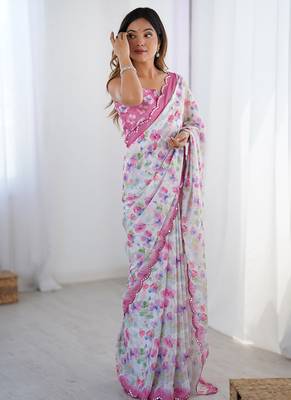multicolor heavy chiffon mirror work saree 5