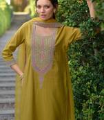 Ethnic Motifs Embroidered Straight Kurta with Trousers & Dupatta