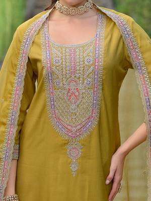 Ethnic Motifs Embroidered Straight Kurta with Trousers & Dupatta 3