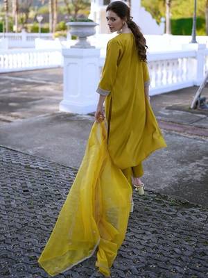 Ethnic Motifs Embroidered Straight Kurta with Trousers & Dupatta 4