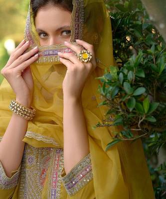 Ethnic Motifs Embroidered Straight Kurta with Trousers & Dupatta 6