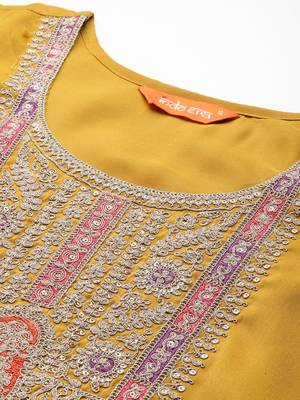 Ethnic Motifs Embroidered Sequinned Kurta with Trousers & With Dupatta 2