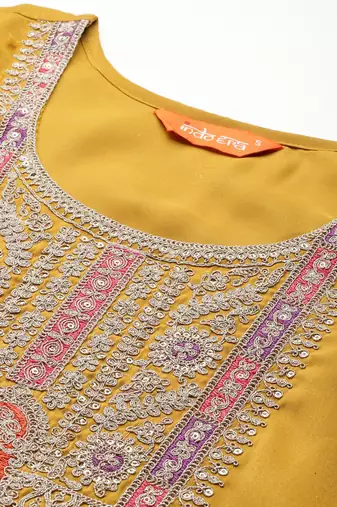 Ethnic Motifs Embroidered Sequinned Kurta with Trousers & With Dupatta
