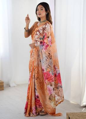 multicolor heavy chiffon mirror work saree 2