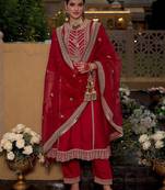 Women Ethnic Motifs Embroidered Panelled Kurta with Trousers & With Dupatta