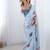aqua blue heavy chiffon mirror work saree