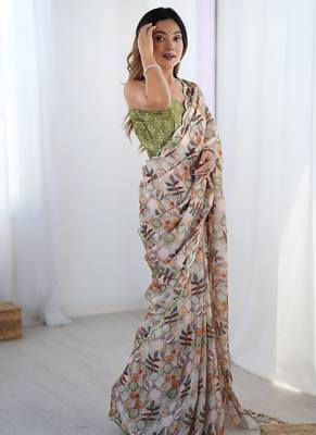 multicolor heavy chiffon mirror work saree 2