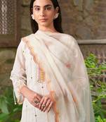 Women Floral Embroidered Regular Mirror Work Kurta with Trousers & With Dupatta