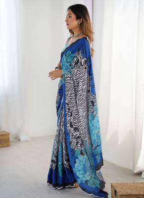 multicolor heavy chiffon mirror work saree 3