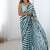 aqua blue heavy chiffon mirror work saree