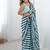aqua blue heavy chiffon mirror work saree