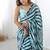 aqua blue heavy chiffon mirror work saree
