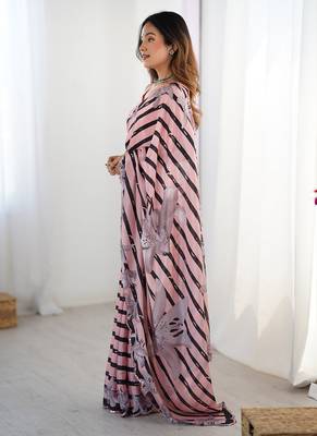 pink heavy chiffon mirror work saree 2