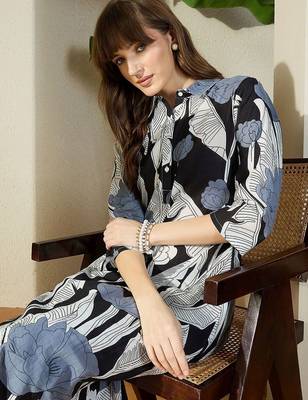Women Floral Printed Regular Pure Cotton Kurta with Trousers 2