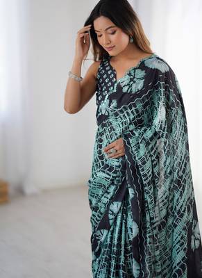 multicolor heavy chiffon mirror work saree 3