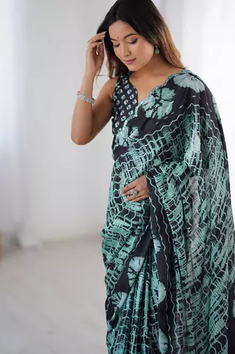 multicolor heavy chiffon mirror work saree