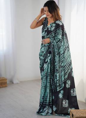 multicolor heavy chiffon mirror work saree 5