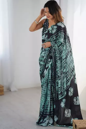 multicolor heavy chiffon mirror work saree