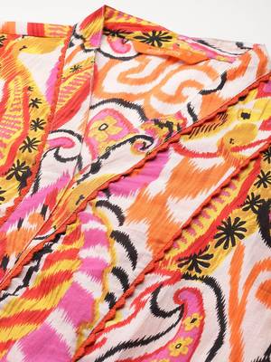 Women Paisley Printed Panelled Pure Cotton Kurta with Trousers 2