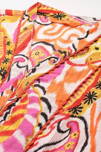 Women Paisley Printed Panelled Pure Cotton Kurta with Trousers