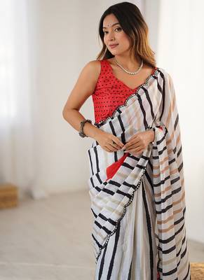 multicolor heavy chiffon mirror work saree 3