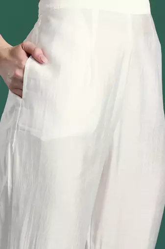 Floral Embroidered Thread Work Kurta with Trousers & With Dupatta