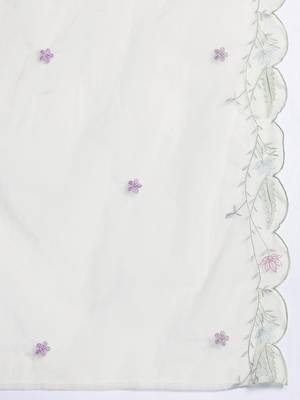Floral Embroidered Thread Work Kurta with Trousers & With Dupatta 4