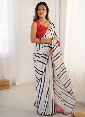 multicolor heavy chiffon mirror work saree 5