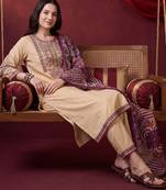 Women Ethnic Motifs Embroidered Regular Thread Work Kurta with Trousers & With Dupatta