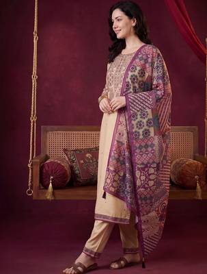 Women Ethnic Motifs Embroidered Regular Thread Work Kurta with Trousers & With Dupatta 2