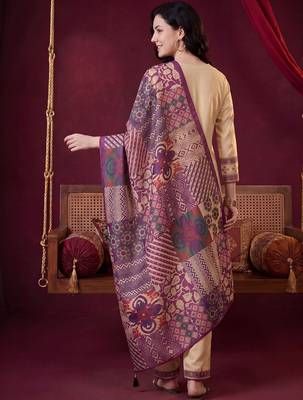 Women Ethnic Motifs Embroidered Regular Thread Work Kurta with Trousers & With Dupatta 5