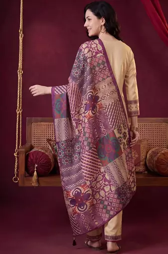 Women Ethnic Motifs Embroidered Regular Thread Work Kurta with Trousers & With Dupatta