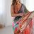 multicolor heavy chiffon mirror work saree